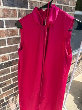 Banana Republic Sleeveless Tie-Neck Maxi Dress — Hot Pink